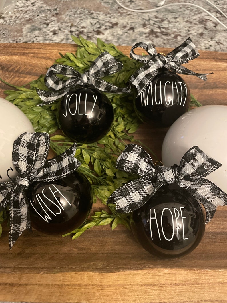 Farmhouse Dun Inspired Christmas Ornaments Black Glass Ornament Black