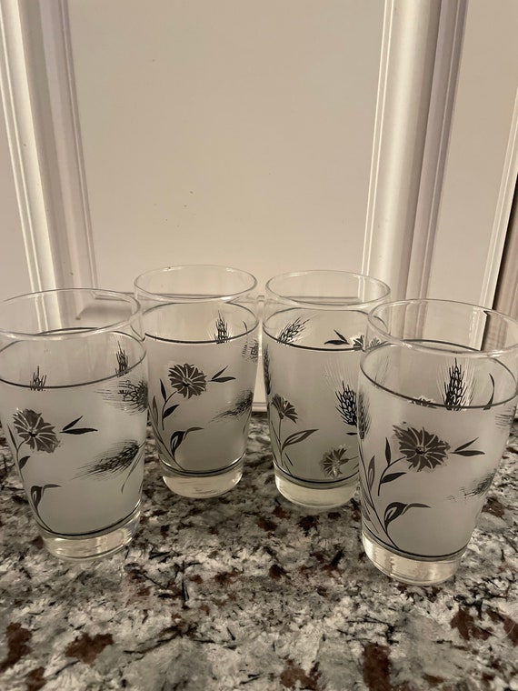 Libbey Vintage Set of 4 Wheat and Thistle Iced Tea Glasses