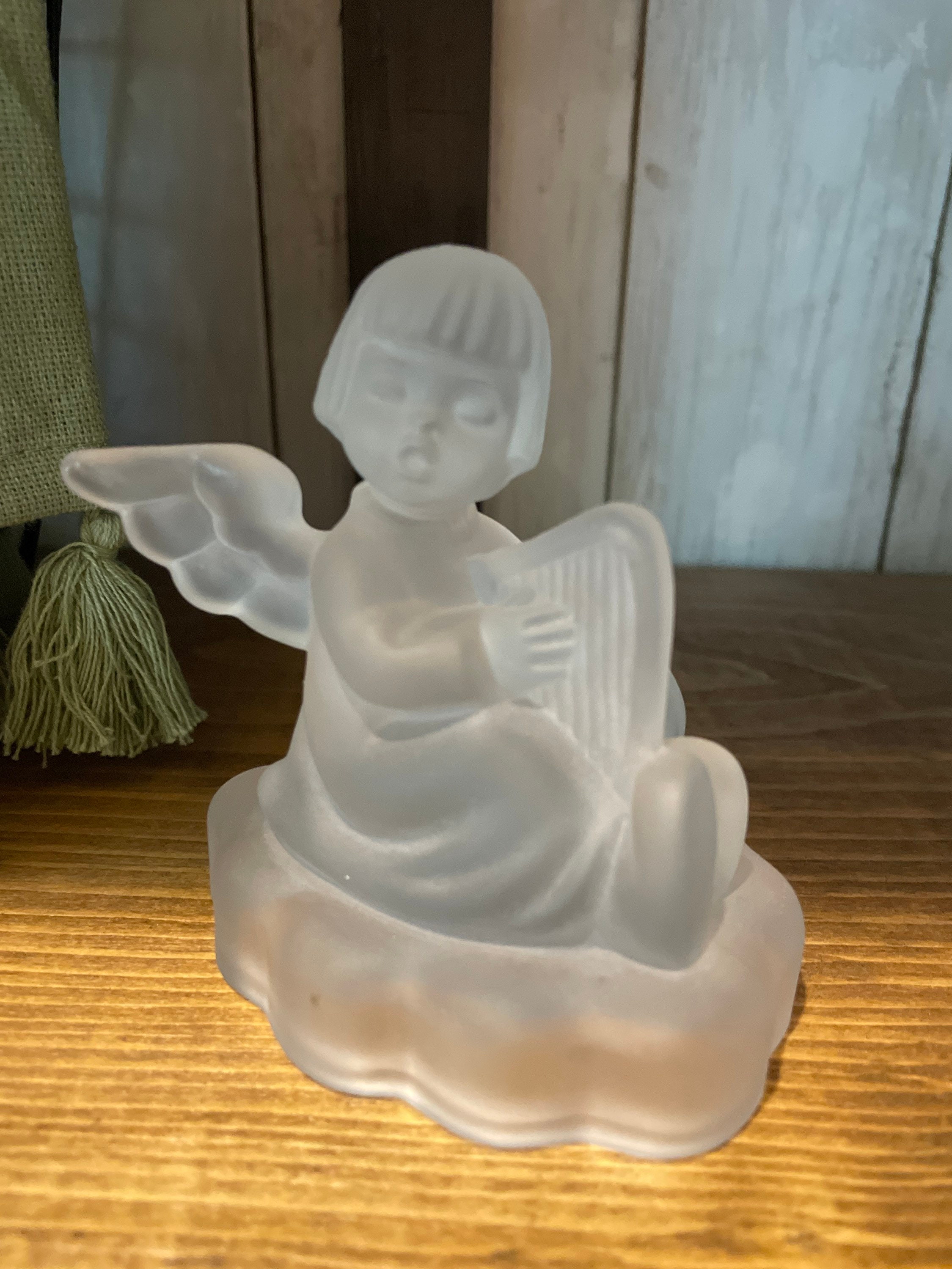 Avon Lead Crystal Goebel Hummel Angel With Harp Candle Stick Etsy