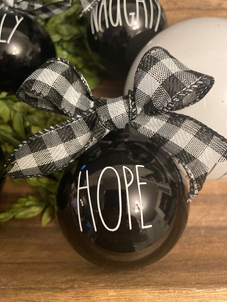 Farmhouse Dun Inspired Christmas Ornaments Black Glass Ornament Black