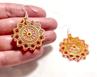 Mandala Earrings | Boho Earrings | Red Earrings