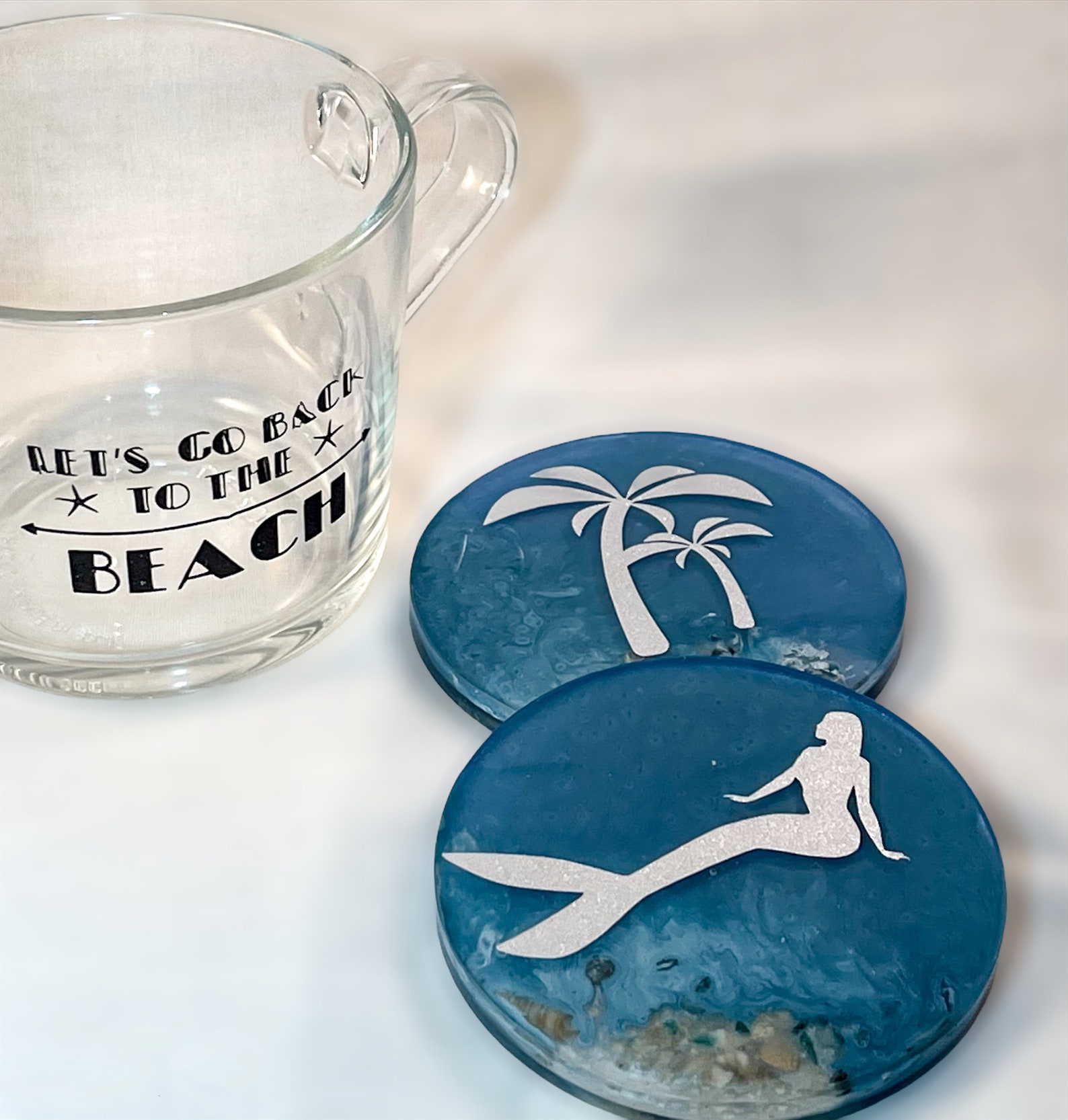 Beach Themed Resin Coaster Set Luxury Beach Coaster Housewarming Gift