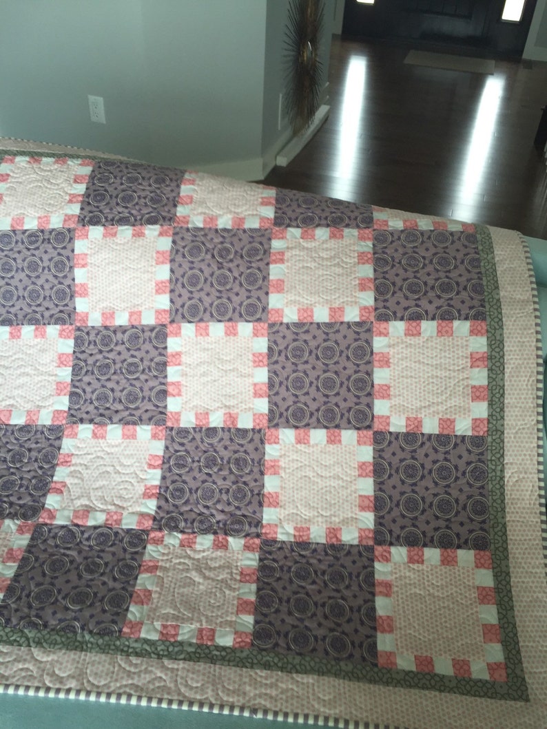 Soft Sweet baby girl pink and gray quilt Cuddly Bunny Hill Moda quilt