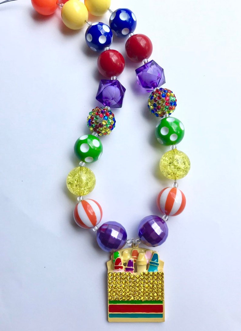 Back To School Necklace Colorful Girls Necklace Girls Etsy