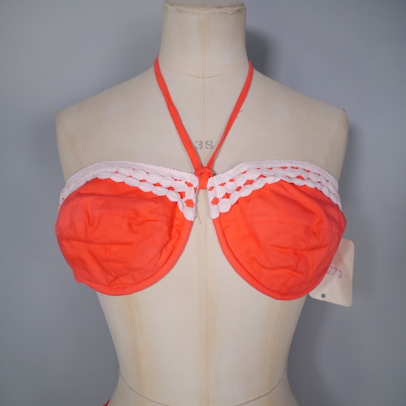 50s 60s ORANGE Italian cotton bikini with underwi… - image 4