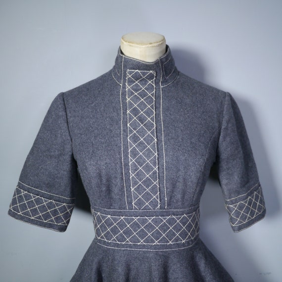 JEAN VARON grey wool full circle SKATER dress wit… - image 6