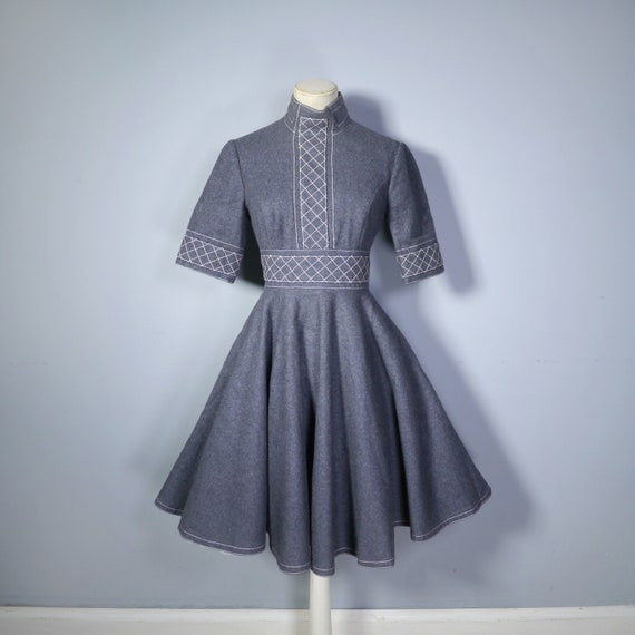 JEAN VARON grey wool full circle SKATER dress wit… - image 5