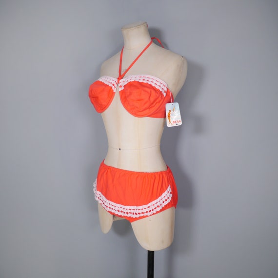 50s 60s ORANGE Italian cotton bikini with underwi… - image 5