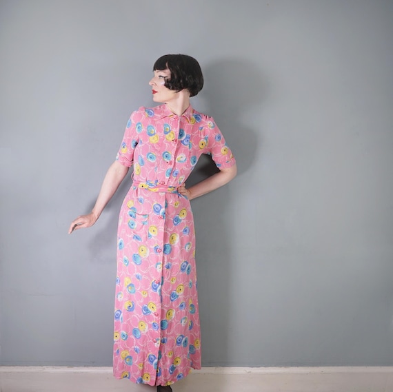 pink rayon dress 1940s Pink Rayon Jersey Slip Dress Breath Of the Earth