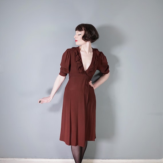 70s brown dress 70s Brown Nylon Maxi Dress, Creme Lace Overlay, Joy Stevens of California