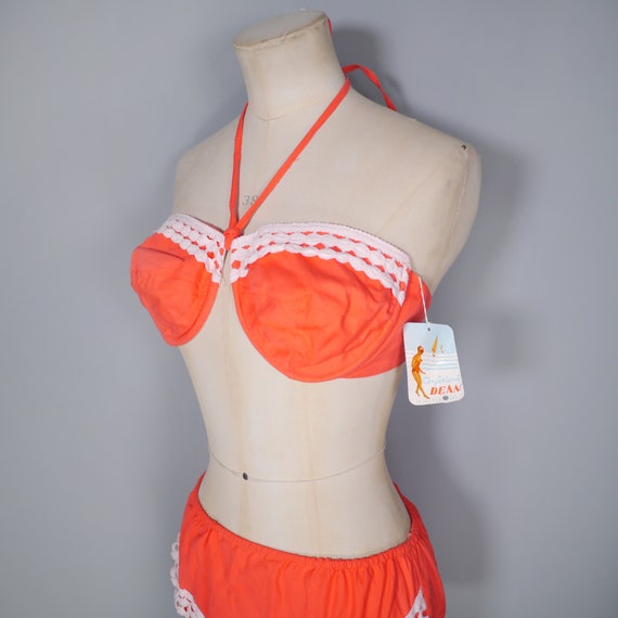 50s 60s ORANGE Italian cotton bikini with underwi… - image 6