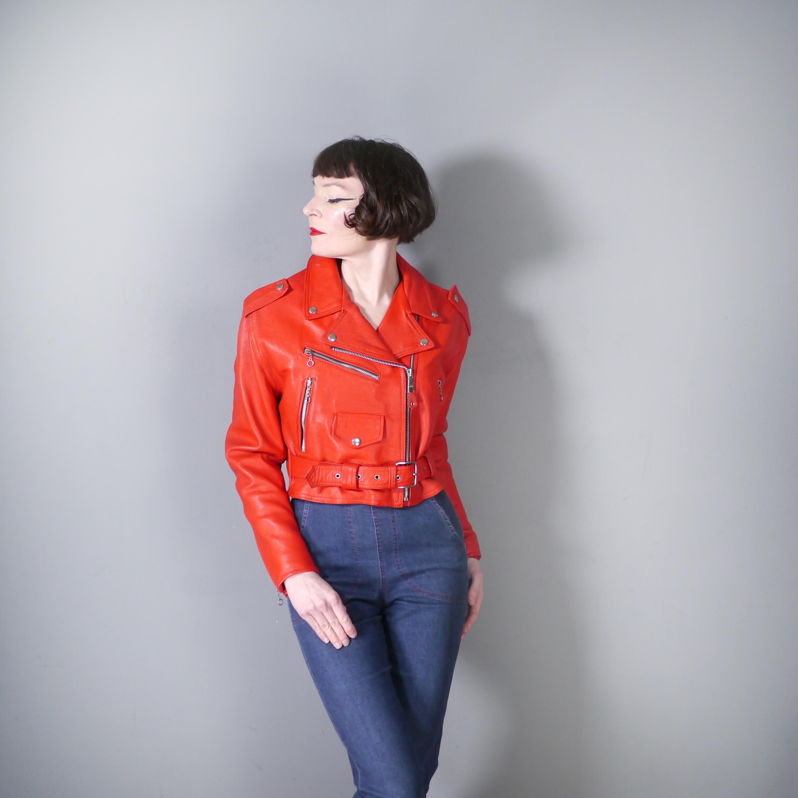 ジャケット・アウター 70~80s short real leather tracker jacket VTG 70S 80S NEW MENS 38 BLACK LEATHER MOTORCYCLE BIKER PUNK