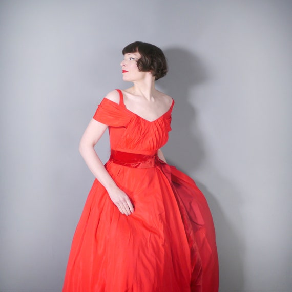 50s formal SUSAN SMALL bold RED evening / party t… - image 3