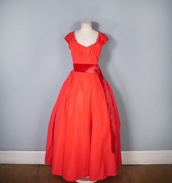 50s formal SUSAN SMALL bold RED evening / party t… - image 4