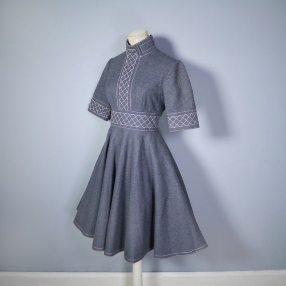 JEAN VARON grey wool full circle SKATER dress wit… - image 8