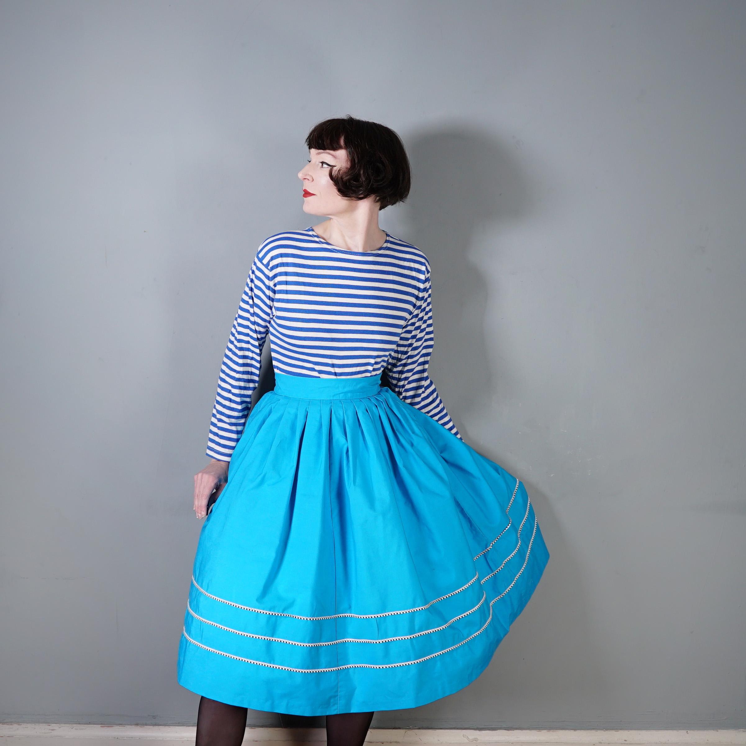 50s 1950s / 60s 1960s TURQUOISE Thick Cotton ST MICHAEL Structured
