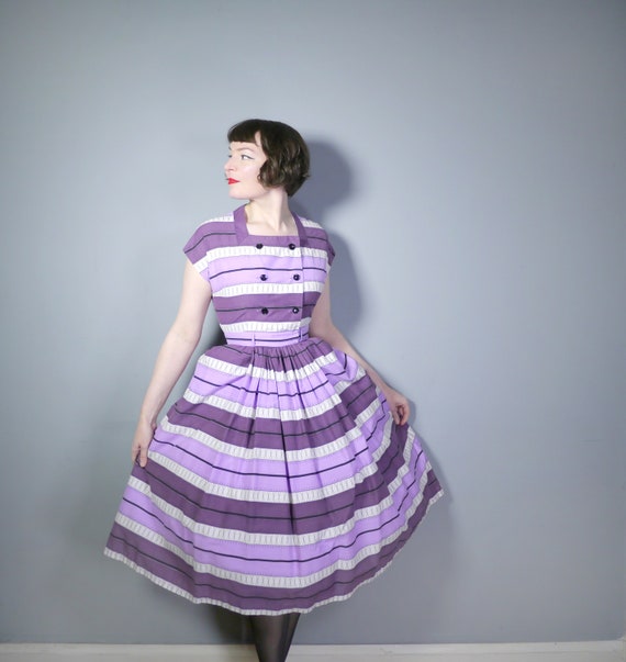 HORROCKSES Fashions dress in purple, black and whi