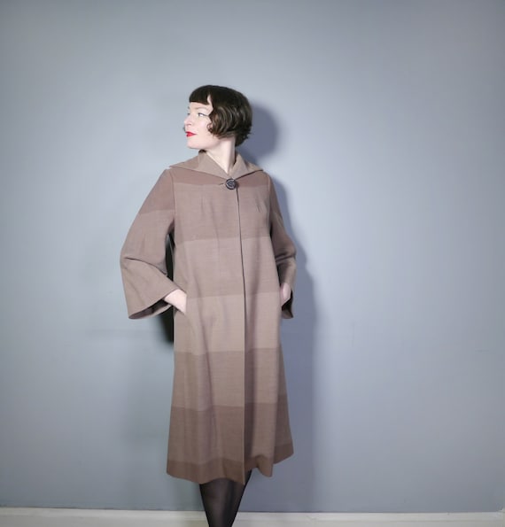 1940s HARRODS brown autumn coat in graduated OMBRE