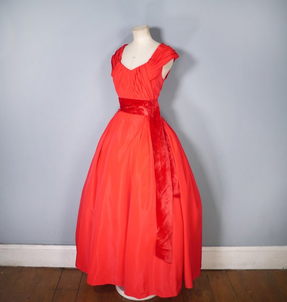 50s formal SUSAN SMALL bold RED evening / party t… - image 6