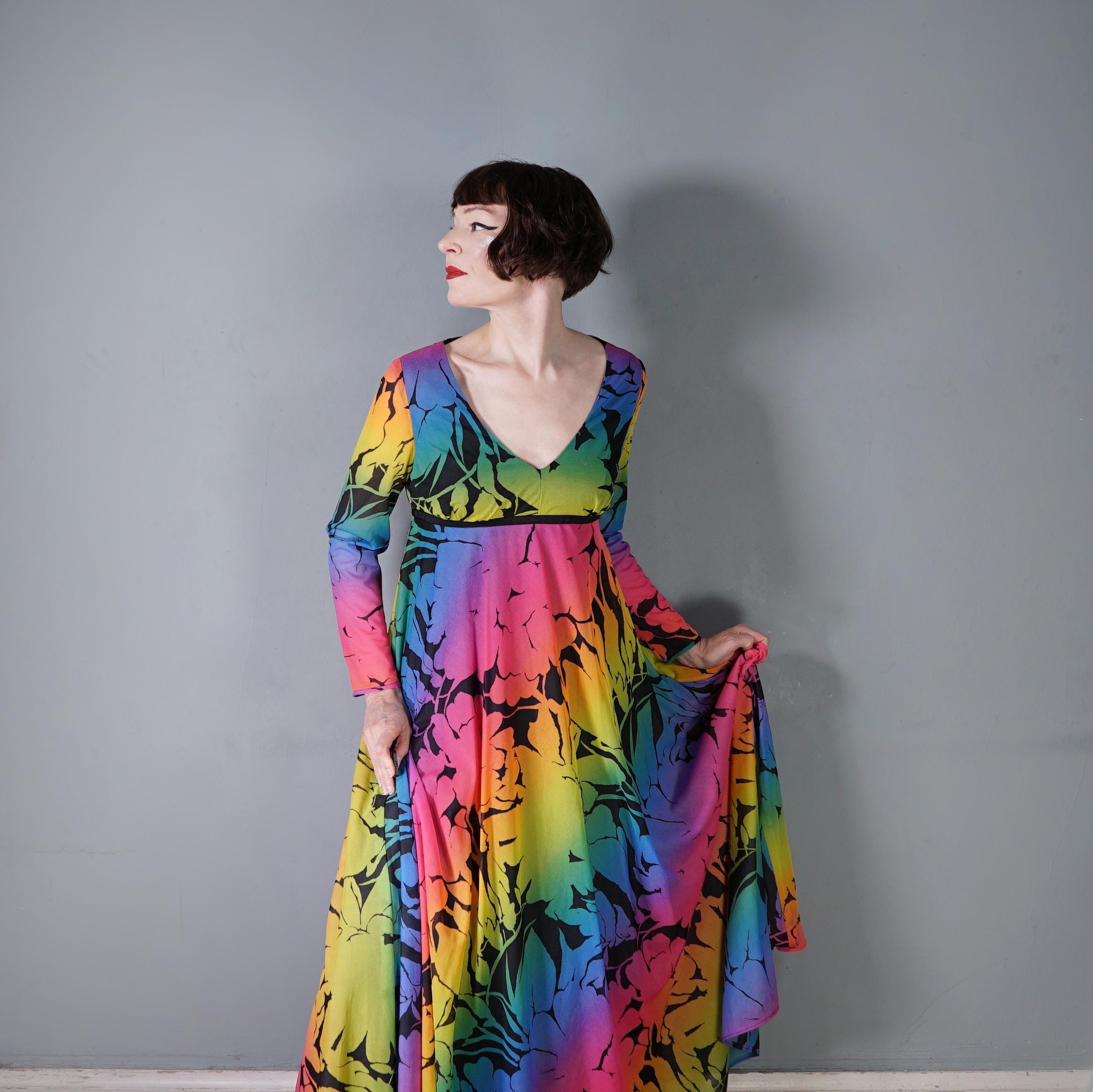 white christmas dresses Rainbow Mini Dress Women, Vintage Retro 70s Pride Striped Vertical Str –  Starcove Fashion main image 1