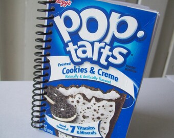 Notebook, 100 sheets, Upcycled, Mini, Pop Tarts, 3.50 X 5.25, Cookies & Creme, Cute, Unique, Many Uses, Drawing, Writing, Repurposed