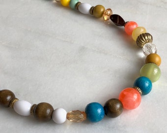 Colorful Necklace Multicolor Beads Vintage Jewelry