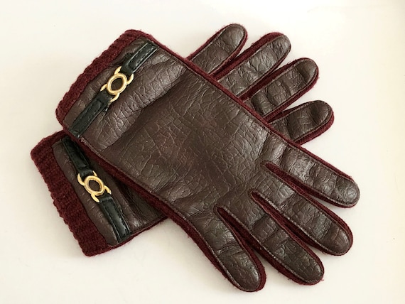 Maroon Gloves Faux Leather Burgundy Cordovan Red … - image 1
