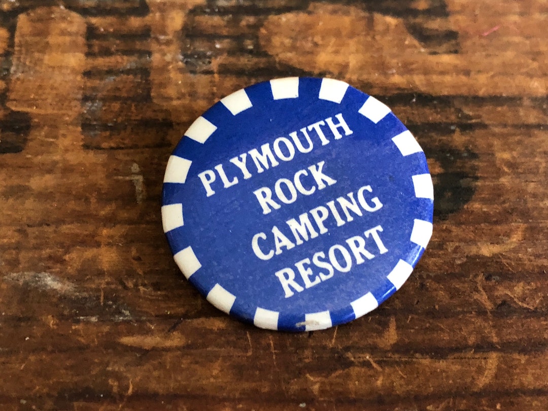Resort Button Plymouth Rock Camping Resort Button Small Metal Badge Pinback Vintage ...