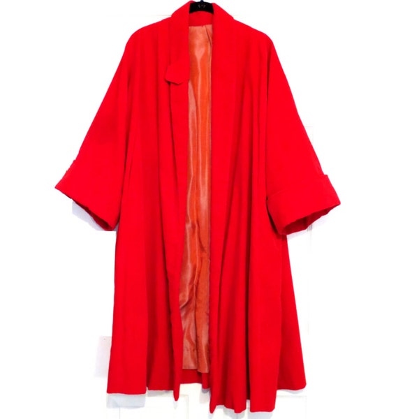 Swing Coat - Red Velvet Evening Coat Vintage