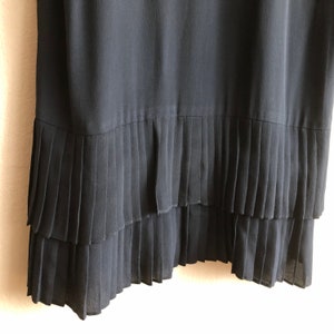 Black Dress Drop Waist Pleated Ruffles Button Front Short Sleeve Vintage Ann Taylor Women&#39;s size 4 XS or Small