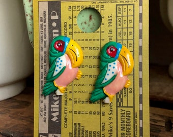 Toucan Bird Earrings Vintage Jewelry Luau Tropical Birds 2 Matching Pairs Available