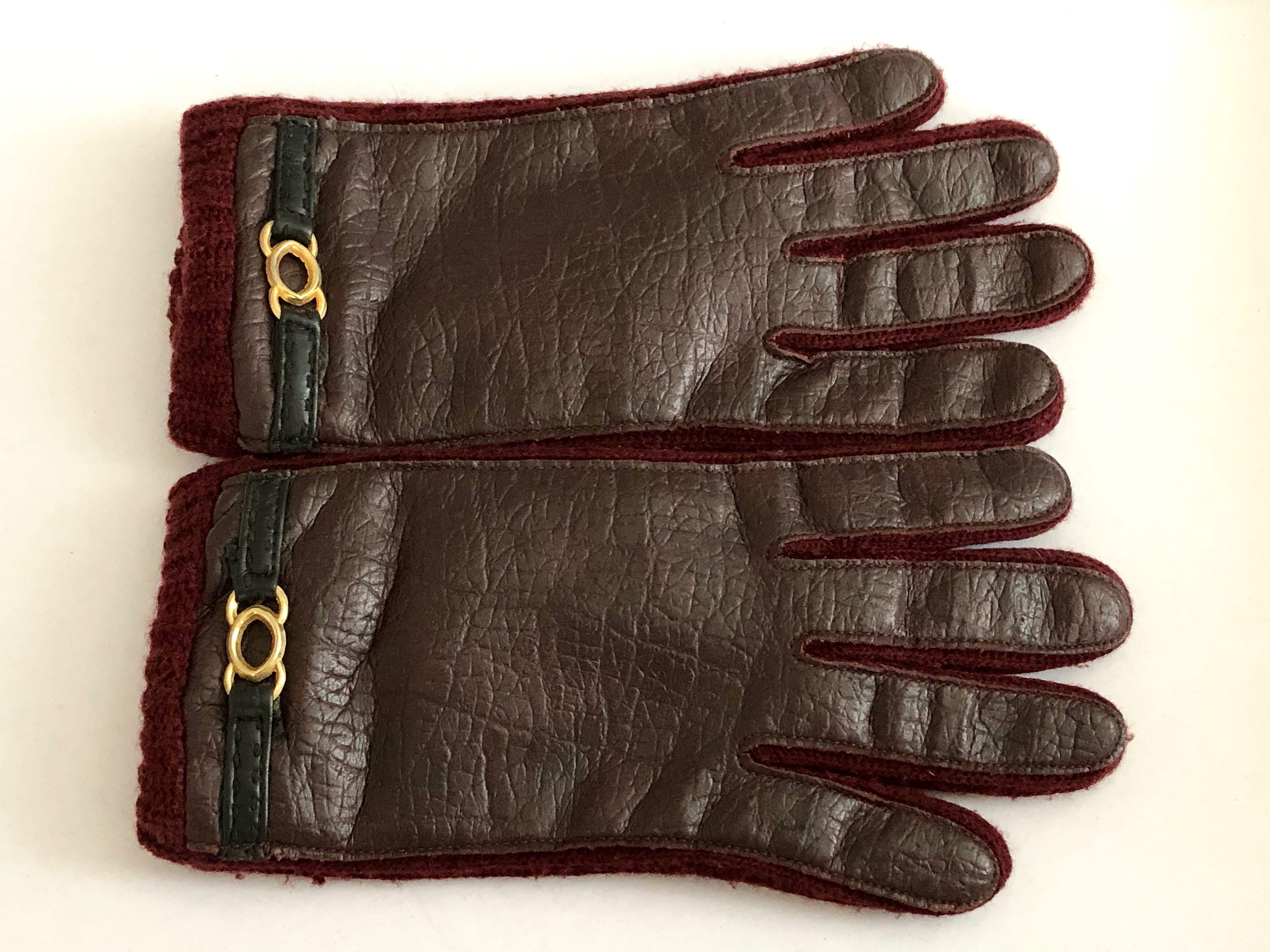 Maroon leather ladies gloves sale