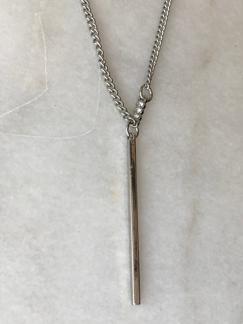 Silver Necklace Long Chain Pendant Necklace Vintage Jewelry Statement Piece