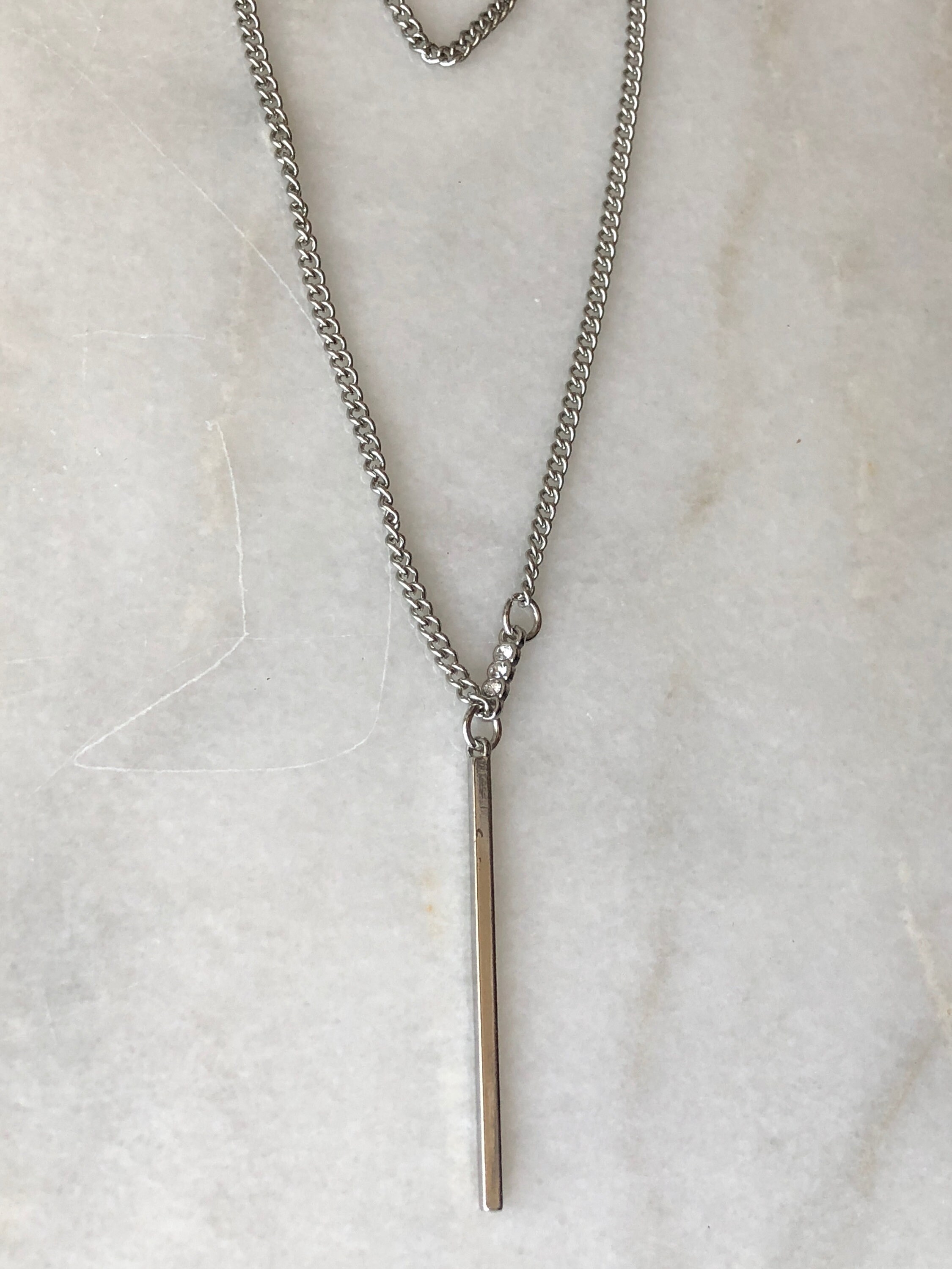 Silver Necklace Long Chain Pendant Necklace Vintage Jewelry Etsy UK