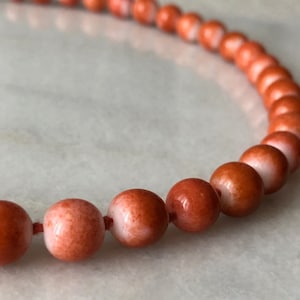 Orange Halskette Glasperlen Metall Verschluss Vintage Schmuck