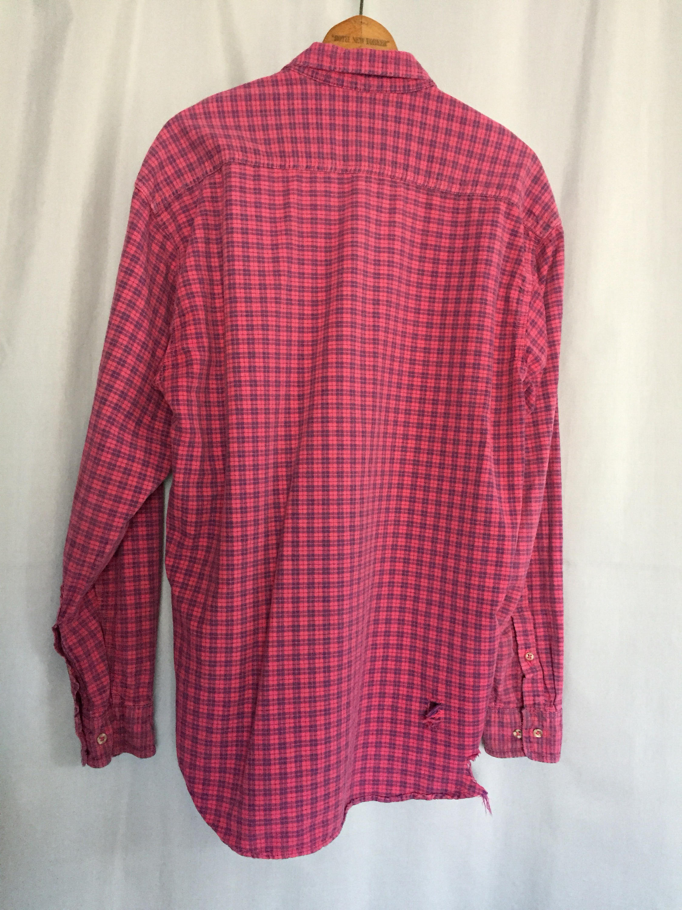 Pink Plaid Shirt Vintage Distressed Cotton Men's Medium or | Etsy