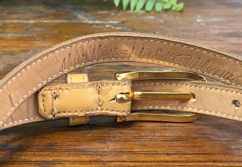 Skinny Belt Tan Leather Belt Vintage Distressed Women/'s size Large