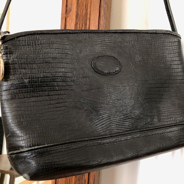 Black Leather Purse Handbag Shoulder Strap Bag Vintage Distressed Boho Purse