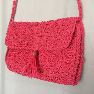 Pink Purse Shoulder Strap Bag Vintage Woven