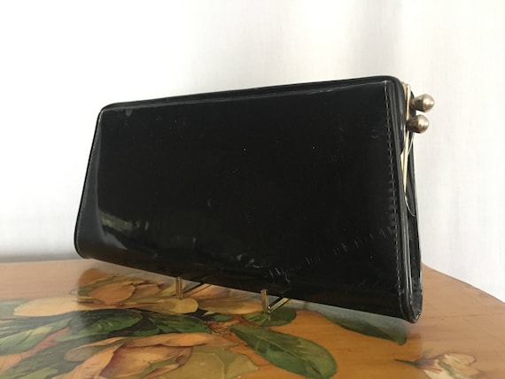 black patent clutch bag