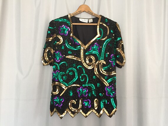 black and gold sequin shirt