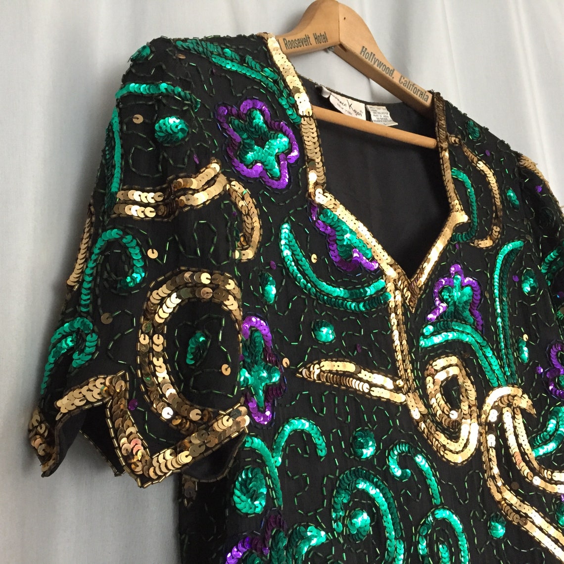 Chemise À Paillettes À Revers Et Manches Longues