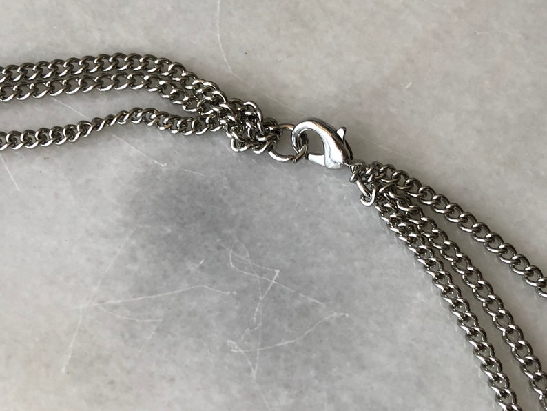 Silver Necklace Long Chain Pendant Necklace Vintage Jewelry Statement Piece