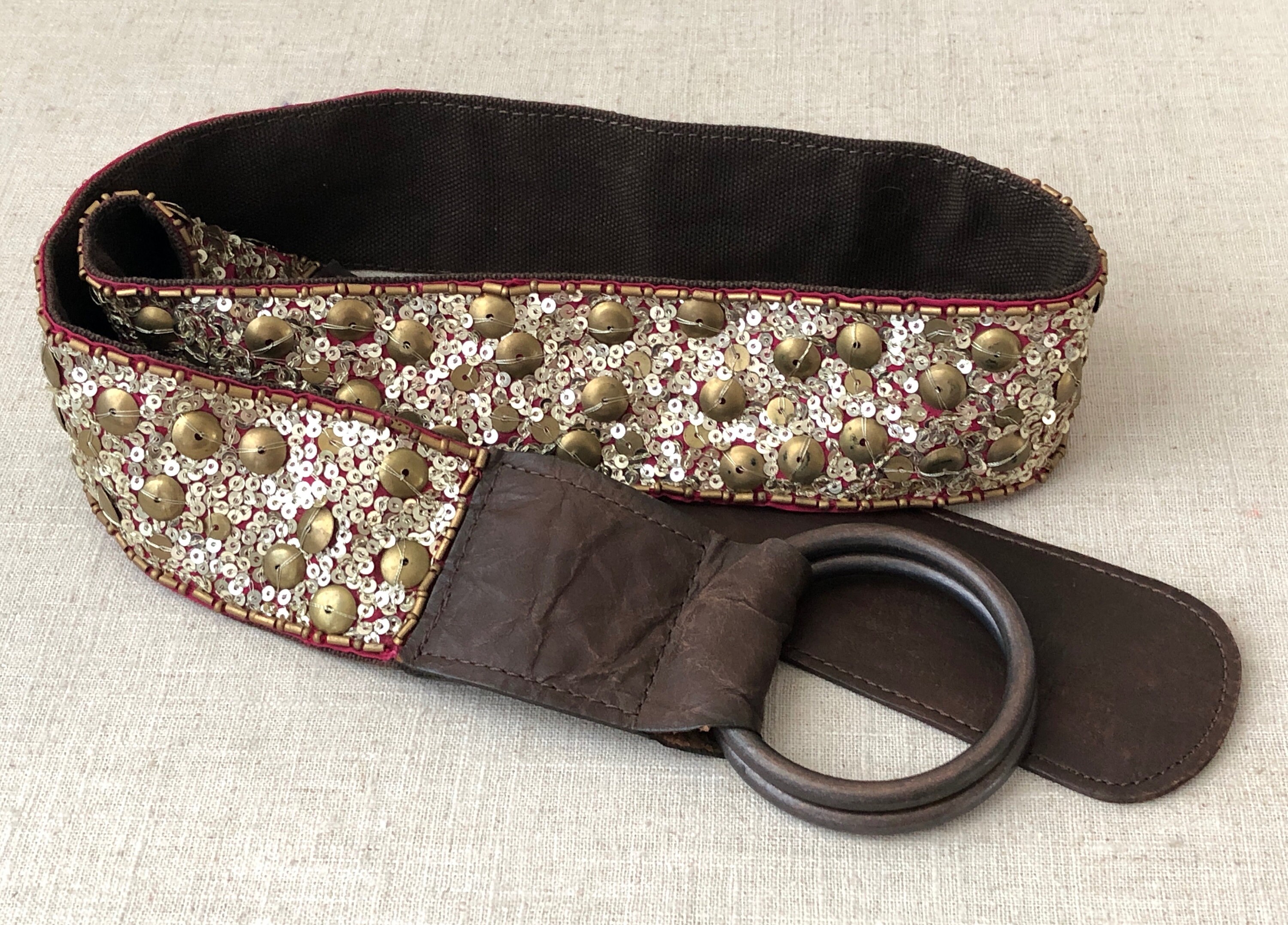 gold sequin belt