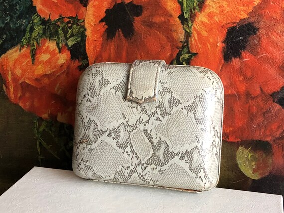 Snakeskin Clutch Python Purse Handbag Vintage Dis… - image 1