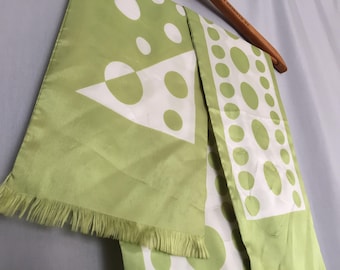Green Scarf Vintage Cream Dots