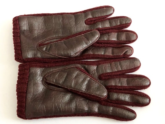 Maroon Gloves Faux Leather Burgundy Cordovan Red … - image 3