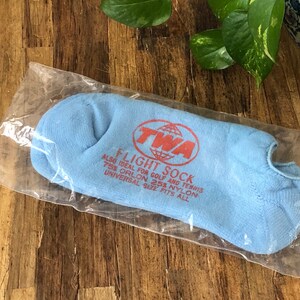 TWA Socks Airplane Booties Trans World Airlines Blue Slippers Vintage New Old Stock Original Packaging