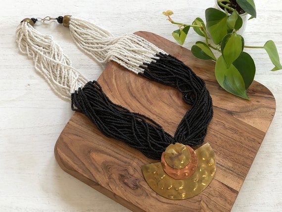 Necklace Vintage Beaded Boho Statement Chunky Jewe