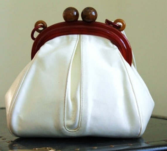Unique 1950's Vintage Leather Bag with Strap and L